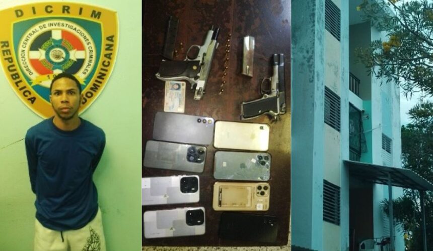 PN apresa hombre, le ocupan pistolas y celulares en allanamiento en La Vega