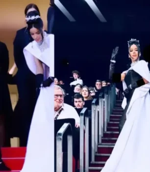 Massiel Taveras desfiló en el Festival de Cannes con diseño “El Cristo” de Gianina Azar