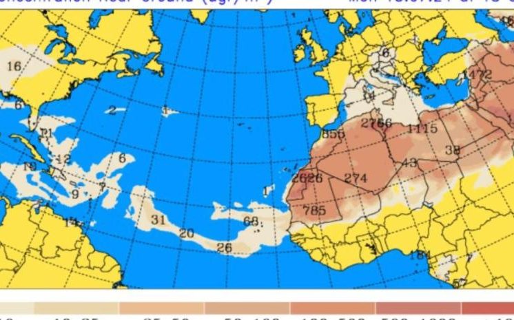 Polvo del Sahara y aguaceros aislados para este martes