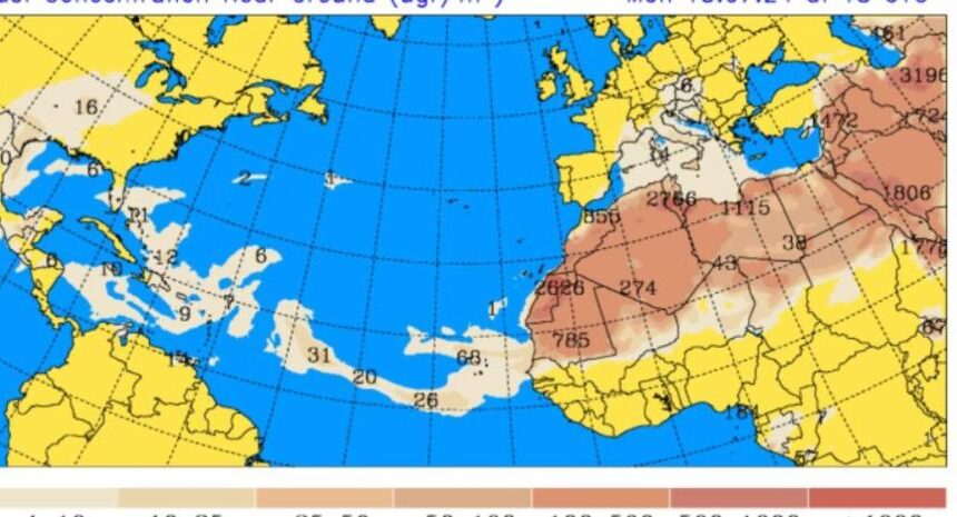 Polvo del Sahara y aguaceros aislados para este martes