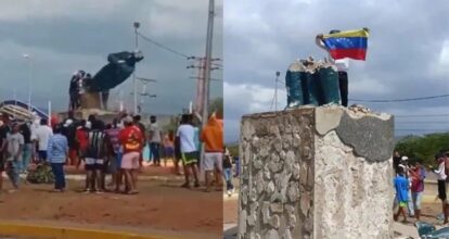 Venezolanos derriban estatuas de Chávez en protestas contra resultado de presidenciales