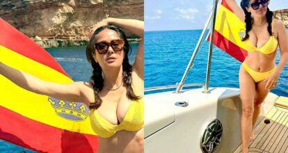 Salma Hayek deslumbra en Ibiza con un vibrante bikini amarillo