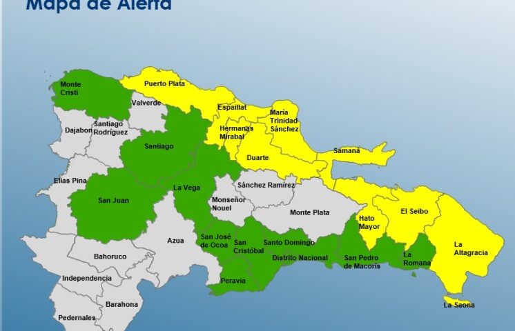 COE mantiene 19 provincias y el DN en alerta por incidencia de dos sistemas frontales