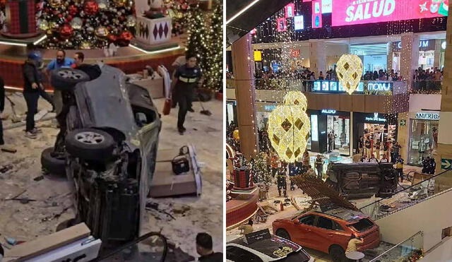 Carro cae desde el cuarto piso de centro comercial en Guatemala