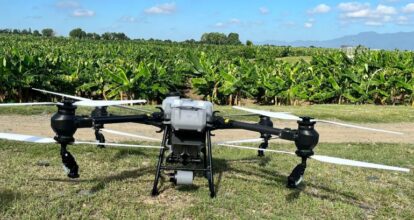 Muestran Drone T-50 aplicado en la agricultura, en un día de campo organizado por la JAD