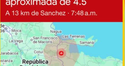 RD registra temblor de tierra este lunes de 4,5 
