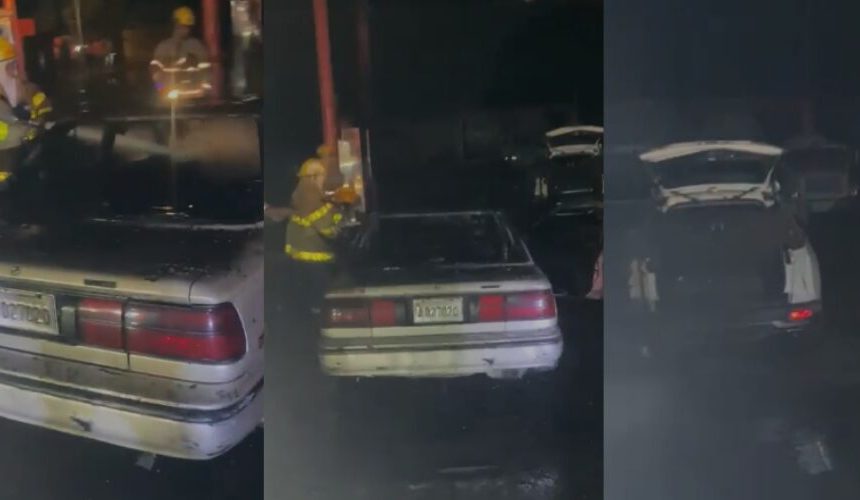 Se incendian tres vehículos en estación de GLP en Santiago