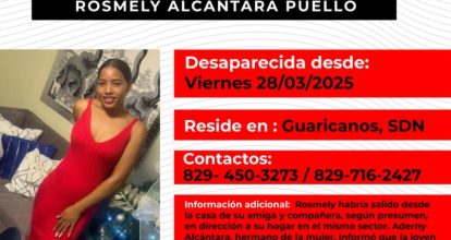 Reportan mujer desaparecida desde el viernes en los Guaricanos