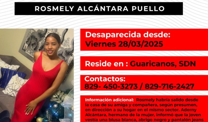 Reportan mujer desaparecida desde el viernes en los Guaricanos
