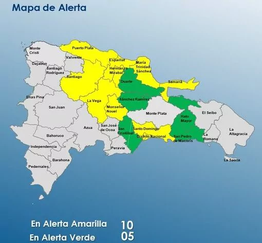 COE emite COE para 15 provincias por intensas lluvias provocadas por vaguada