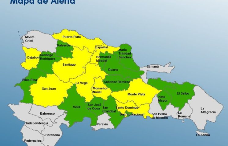 COE emite alerta para 22 provincias y el Distrito Nacional por lluvias