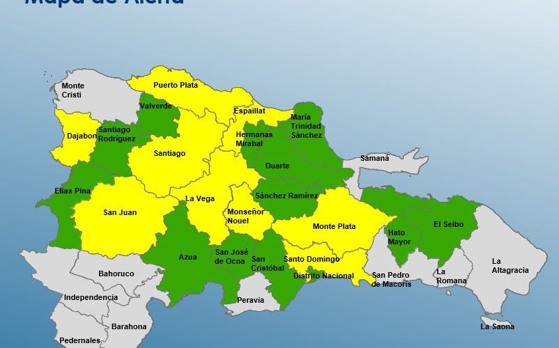 COE emite alerta para 22 provincias y el Distrito Nacional por lluvias