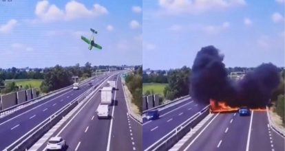 ¡Tragedia en Italia! Dos personas muertas tras avión ligero estrellarse sobre una autopista
