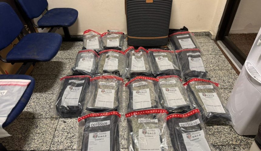 Arrestan estadounidense con dos maletas llenas de presunta marihuana en el AILA