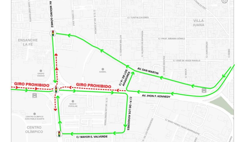 Inicia la cuarta fase de restricción de giros a la izquierda en la John F. Kennedy y 27 de Febrero