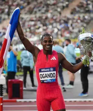 Alexander Ogando conquista el tercer lugar en la final de los 200 metros de la Liga Diamante