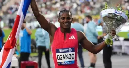 Alexander Ogando conquista el tercer lugar en la final de los 200 metros de la Liga Diamante