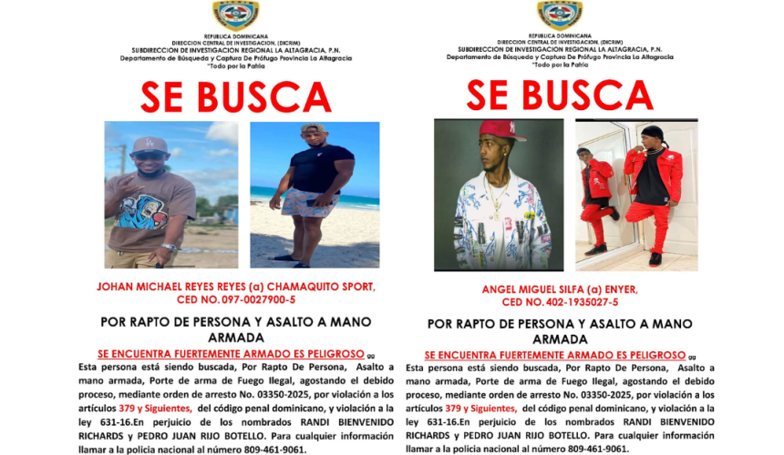 Policía identifica a ocho implicados en asalto a joyería y rapto en Bávaro; pide que se entreguen