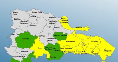 COE emite alerta amarilla para 11 provincias y el Distrito Nacional por intensas lluvias