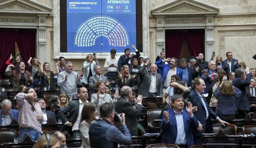 Diputados de Argentina rechazan los vetos de Milei a la ley de emergencia en la salud pediátrica y a la ley de financiación universitaria