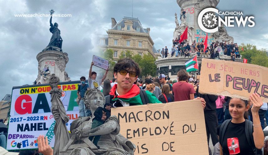 Jóvenes protestan en París contra el Gobierno francés y exigen un “cese de la guerra” en Gaza