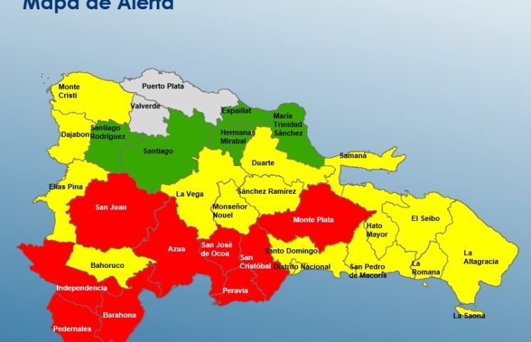 COE reduce a nueve las provincias en alerta roja y asciende a 16 el número en amarilla