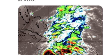 Gloria Ceballos dice campo nuboso de tormenta Melissa cubre gran parte de RD