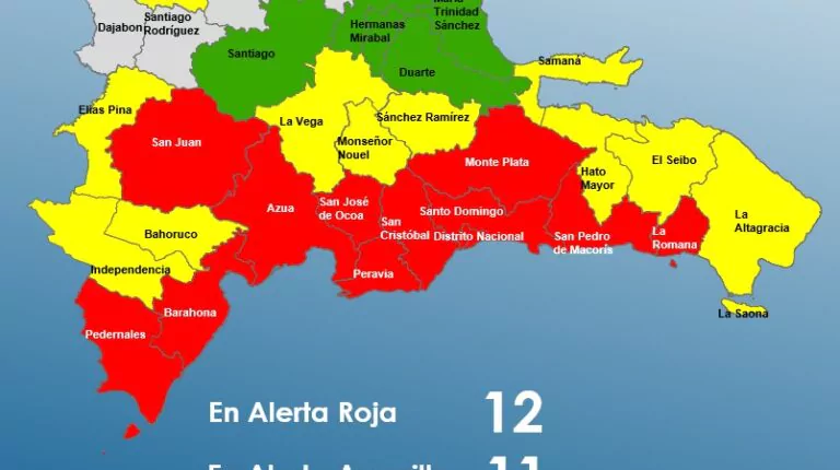 11 provincias y el Distrito Nacional en alerta roja por el paso de la tormenta tropical Melissa