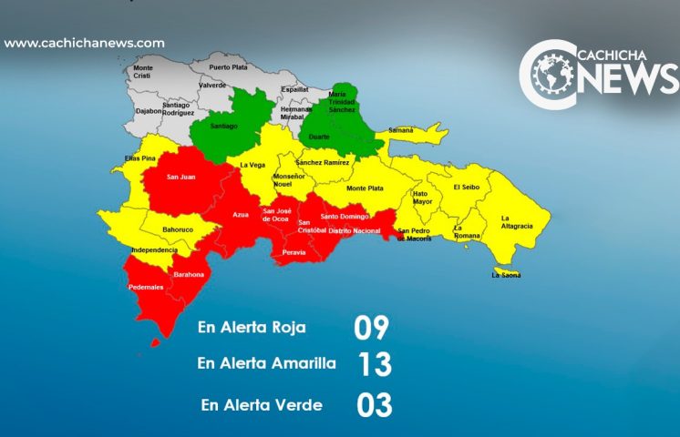 COE mantiene 8 provincias y al Distrito Nacional en alerta roja por tormenta Melissa