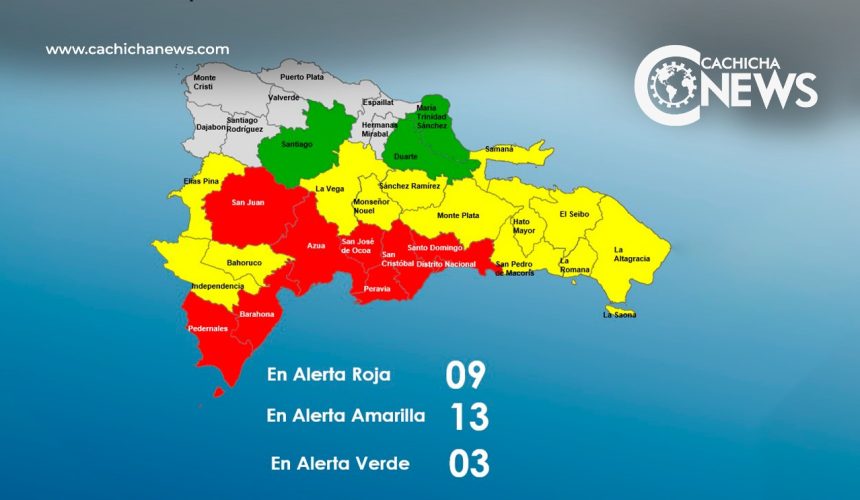 COE mantiene 8 provincias y al Distrito Nacional en alerta roja por tormenta Melissa