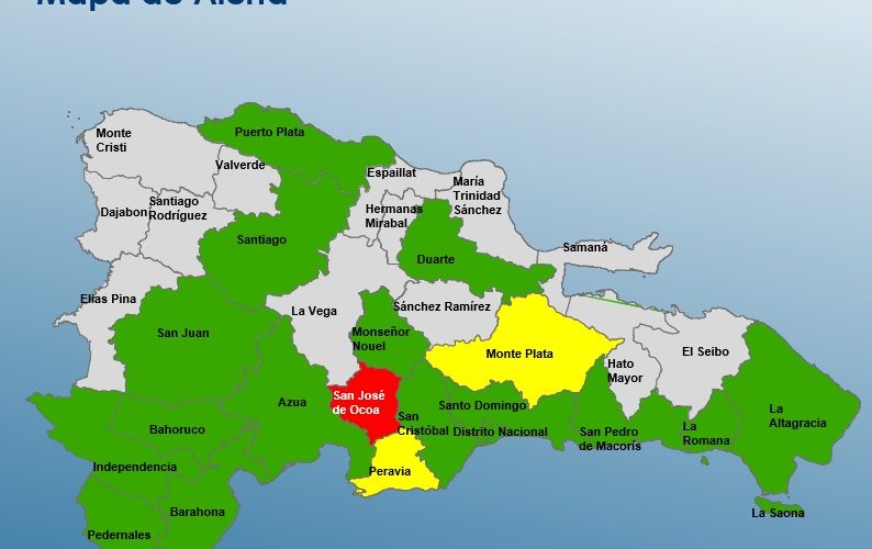 COE mantiene a San José de Ocoa es la única provincia en alerta roja