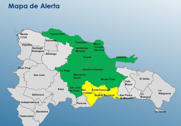 COE eleva niveles de alerta por vaguada: tres provincias en amarilla y once en verde