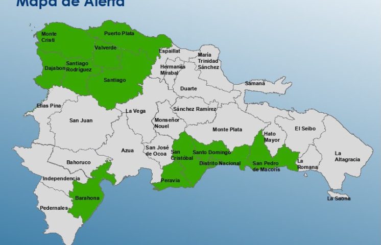 COE mantiene 12 provincias y el Distrito Nacional en alerta verde por condiciones meteorológicas